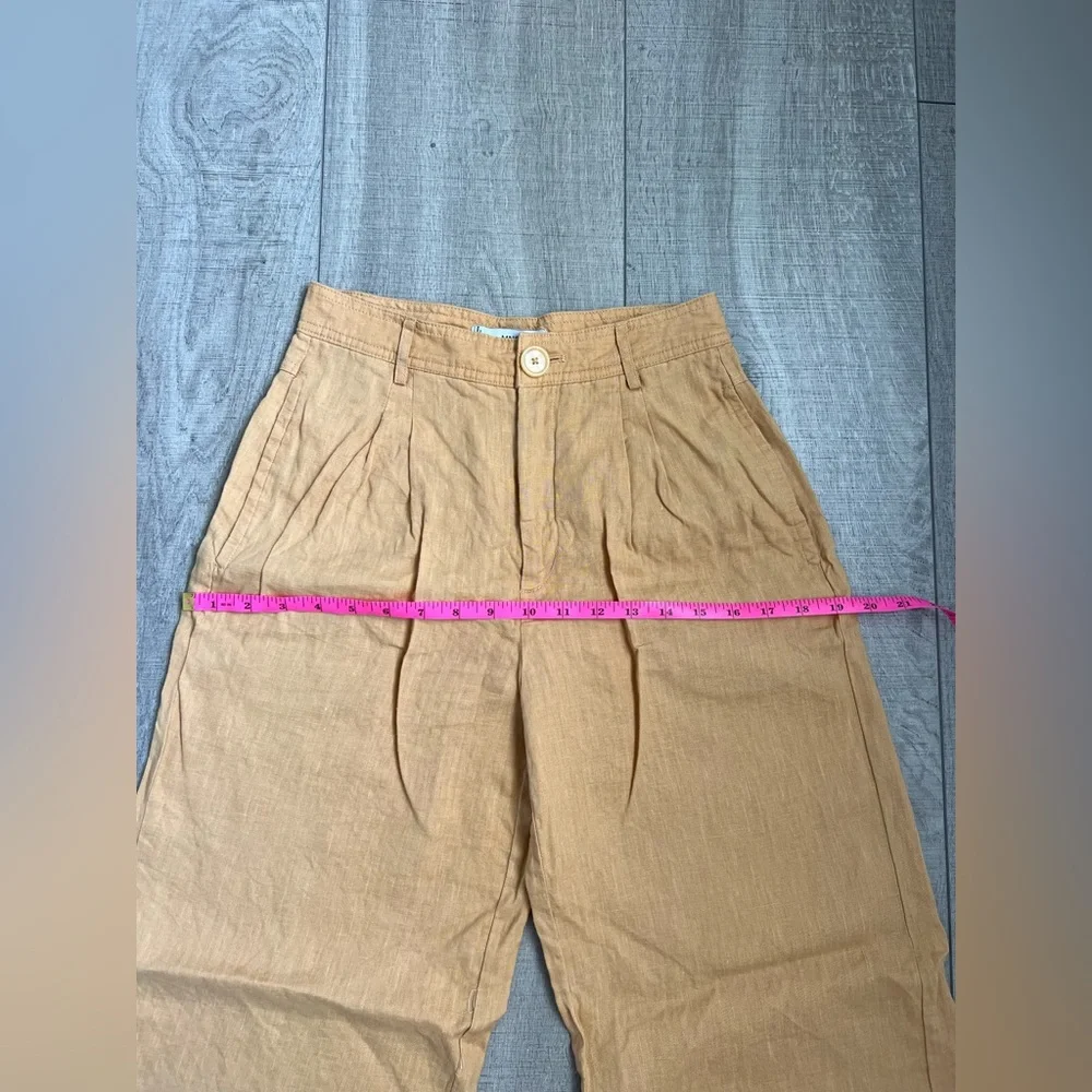 Mango straight leg linen trousers in orange
